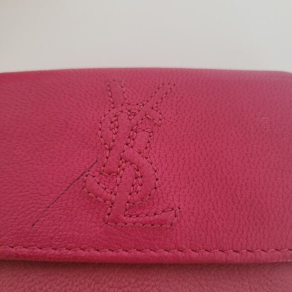 Yves Saint Lauren YSL Leather Calfskin Pink Wallet Small Card Coin Holder Logo - Picture 14 of 14
